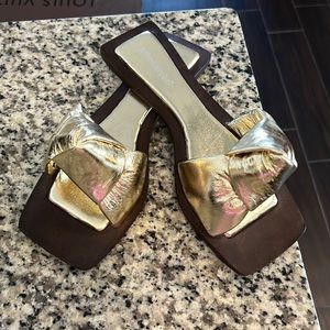 Jeffrey Campbell sandals gold matted.